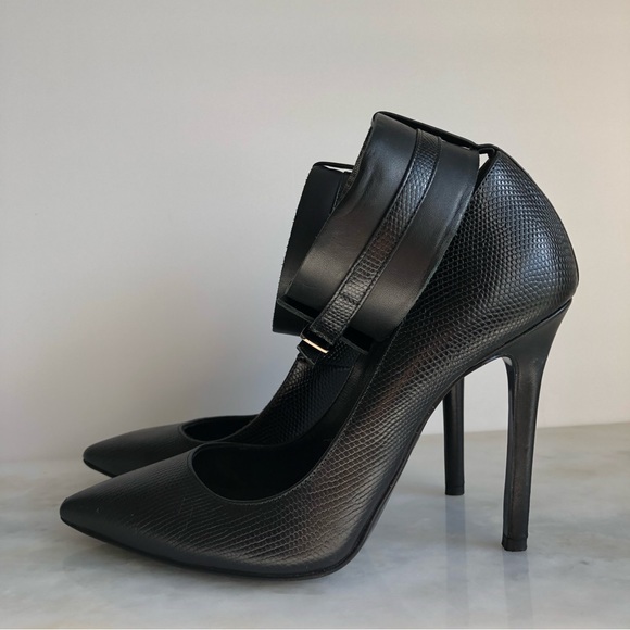 ALL SAINTS Leather Ankle Cuff Pointed Toe Textured high heels Women’s size 7 - Picture 11 of 15